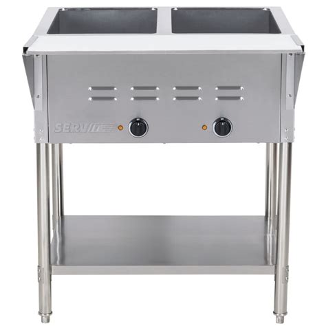 ServIt EST-2WE Two Pan Open Well Electric Steam Table with Undershelf - 120V, 1000W (423EST2WE ...