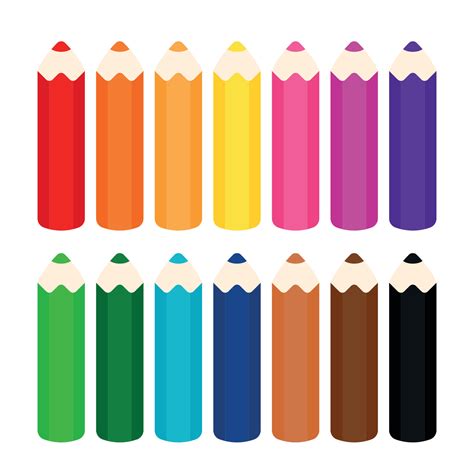 Cartoon Color Pencils Set in White Background Vector Illustration for Drawing, Painting, and ...