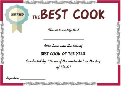 Best Cook Certificate | Fun cooking, Cooking contest, Cooking competition