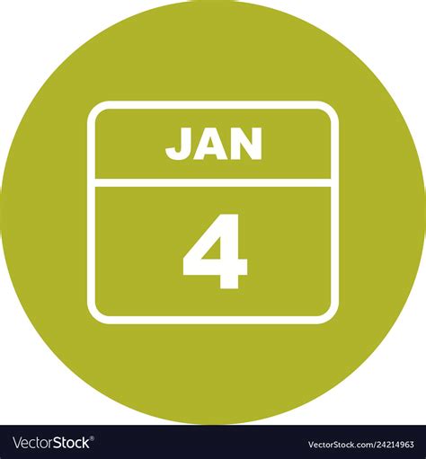 January 4th date on a single day calendar Vector Image