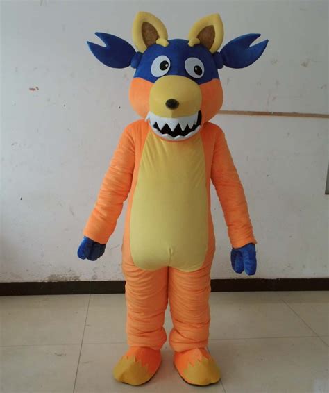 SW0414 Mascot Cartoon Character Costumes Dora's Fox Friend Swiper Mascot Costume with a Big ...