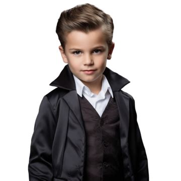 Handsome Little Boy In Dracula Costume Standing Against Old Wooden Wall, Halloween Concept ...