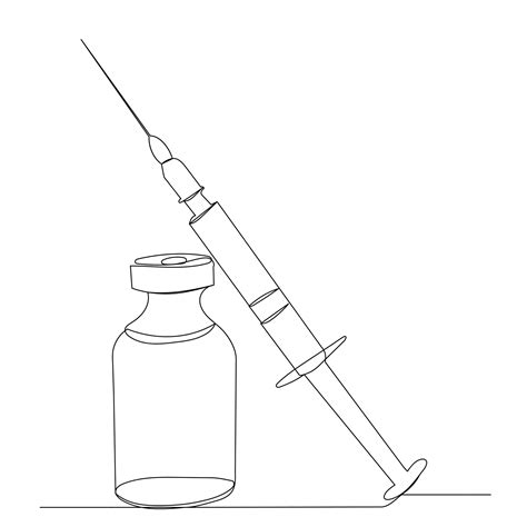 Premium Vector | Vaccine one continuous line drawing vector