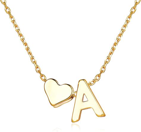 Gold Heart Initial Necklace for Teen Girls,Dainty Personalized Letter Heart Choker Necklace Gift ...