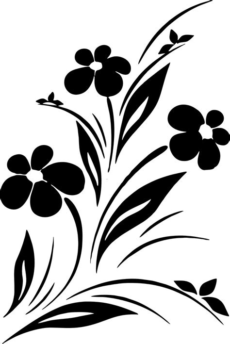 Simple Flower Designs Black And White Vector Art jpg Image Free Download - 3axis.co