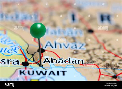 Abadan pinned on a map of Iran Stock Photo - Alamy