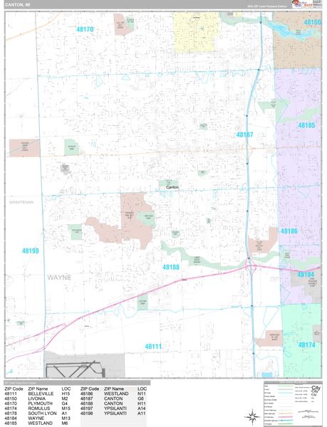 Canton Michigan Wall Map (Premium Style) by MarketMAPS - MapSales