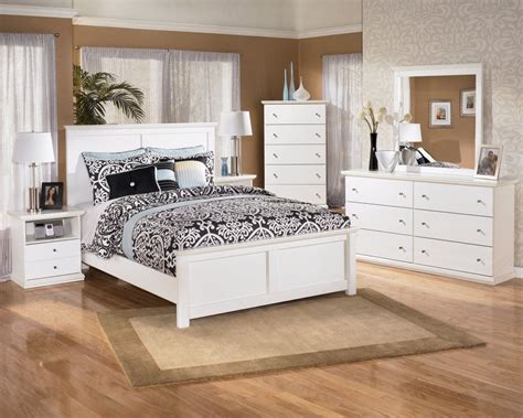 White Bedroom Furniture Set: Ashley Bostwick Shoals Contempory Style