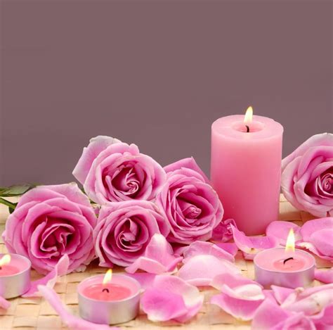 Rose petals and candles photos