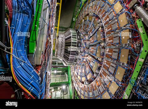 CMS Detector and cables in the LHC tunnel, CERN Stock Photo - Alamy