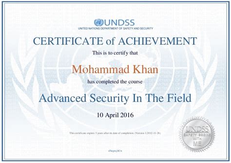 UN Advanced security Certificate 2016