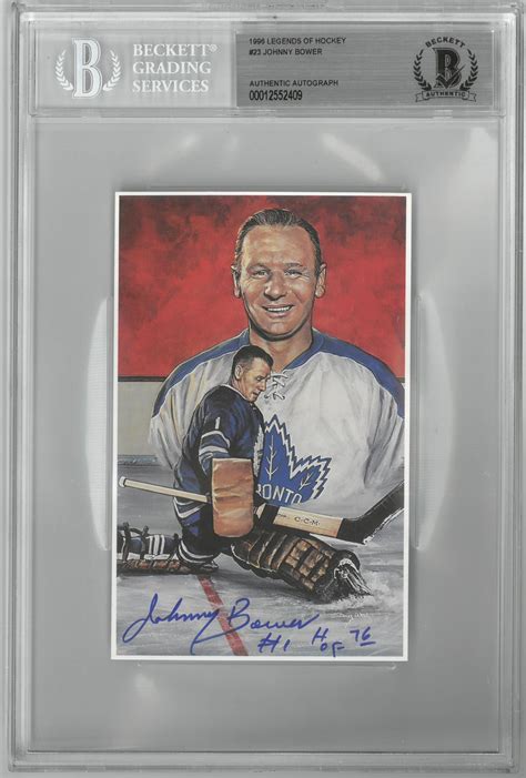 Lot Detail - Johnny Bower Autographed Legends of Hockey Card