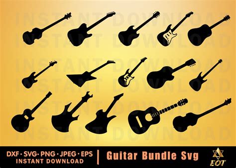 Guitar SVG/ Guitar Clipart/ Music Svg/ Silhouette/ Cut File/ - Etsy