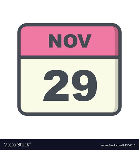 November 29th date on a single day calendar Vector Image