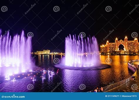 Dubai, UAE - Feb 5, 2020: Fountain at Dubai`s the Pointe at Palm Jumeirah Confirmed As Largest ...