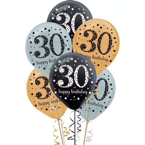 30th Birthday Balloons 15ct - Sparkling Celebration | Party City