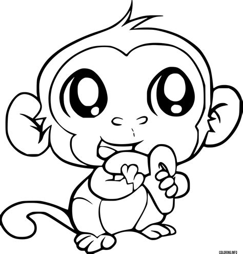 Monkey Eating Banana Coloring Page Monkey Coloring Pages Coloring ...