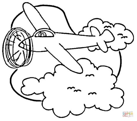 Airplane in Sky coloring page | Free Printable Coloring Pages