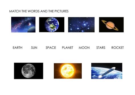 Space vocabulary-Read and match worksheet | Live Worksheets