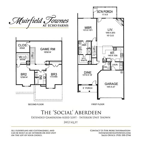 The 'Social' Aberdeen floorplan has 3 bedrooms, 2.5 bathrooms, with a downstairs master suite ...