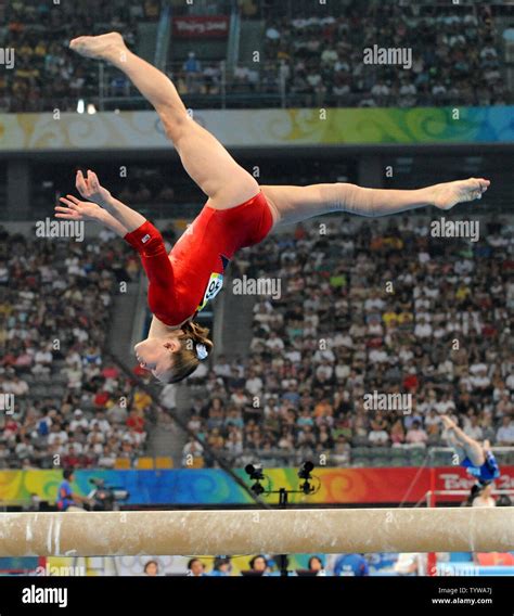 USA's Bridget Sloan flips in the air during her routine on the Balance Beam portion of the Women ...