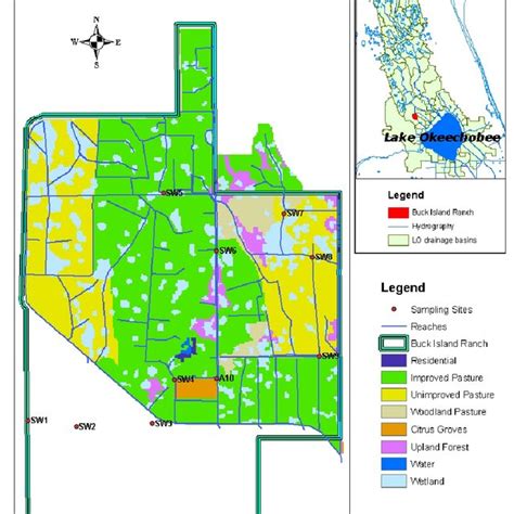 Location and land use map for Buck Island Ranch in the Lake Okeechobee... | Download Scientific ...