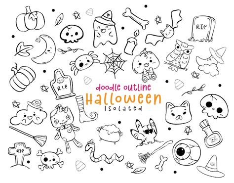 Premium Vector | Festive outline doodles halloween elements hand drawing idea for autumn decor ...