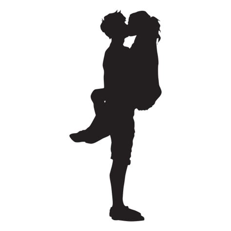 the silhouette of a man and woman kissing