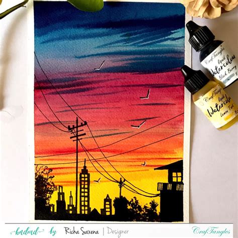 Dreamy sunset using Watercolor - HNDMD Blog