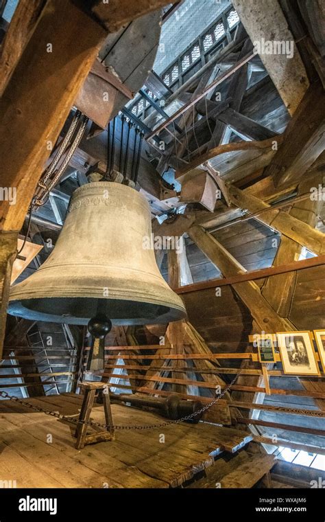 Bell tower within Notre Dame Cathedral, Paris, France. Emmanuel Bell ...