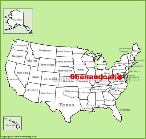 Shenandoah National Park location on the U.S. Map