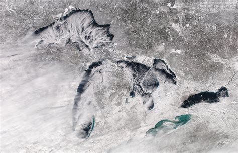 Satellite photos show wild lake effect clouds over freezing Great Lakes - mlive.com