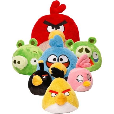 Angry Birds Plush 7pc Bundle Red Blue Yellow Black Bomb Pink Pigs Doll Pillow Set Mighty Mojo, 1 ...