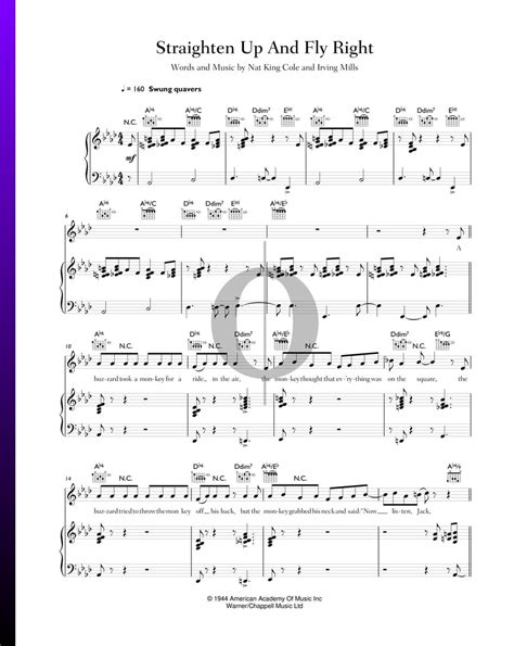 Straighten Up And Fly Right (Nat King Cole) Piano Sheet Music - OKTAV