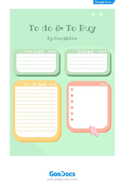 Free To do & To Buy List Template In Google Docs | List template, Printable planner pages, Templates