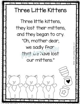 Three Little Kittens Nursery Rhyme Printable