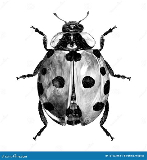 Ladybug top view stock vector. Illustration of engraving - 151633462