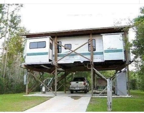 Hillbilly Highrise | Recreational vehicles, Hunting shack, Travel trailer