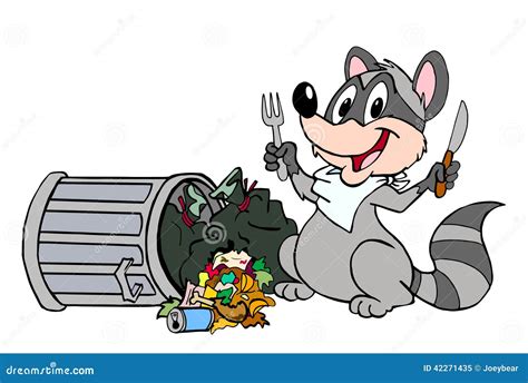 Raccoon Eating Garbage stock illustration. Illustration of dinner ...