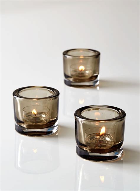 Shop Smoke Tealight Holders, Set of 3 in 2021 | Glass tea light holders, Tea lights, Tea light ...