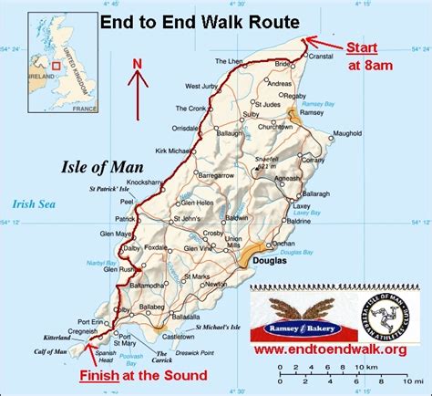 Route Map - MFX Isle of Man End to End Walk 2023