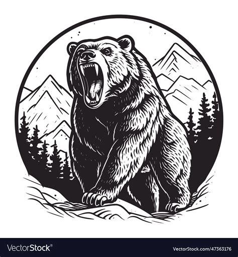 Aggressive grizzly bear on a wild nature Vector Image