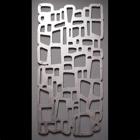 Mid Century Metal Sculpture: MOD ROCKS Wall Art 23 X 46 Hand-Brushed Aluminum