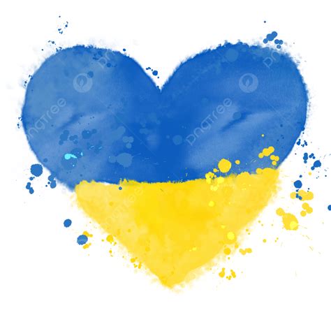 Ukraine Heart Hd Transparent, Ukraine Flag Colors Love Heart Watercolor ...