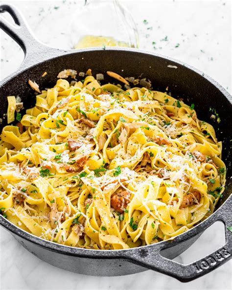 Chanterelle Mushrooms with Tagliatelle - Jo Cooks