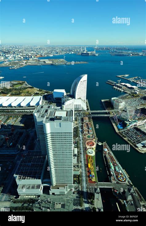 The Minato Mirai Waterfront and Harbour Aerial View, Yokohama JP Stock ...