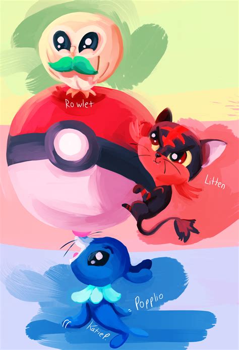 Alola Starters by AClockworkKitten on DeviantArt