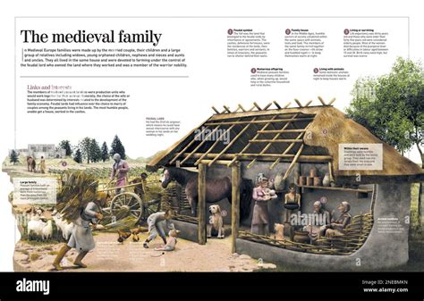 Infographic that introduces Medieval Europe life, when families devoted to agricultural ...