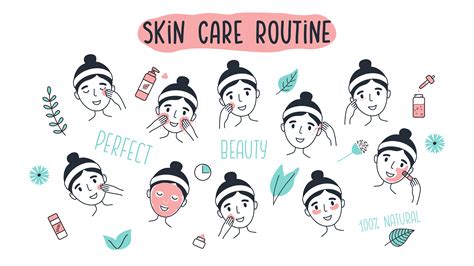 Young woman skin care routine 1213416 Vector Art at Vecteezy