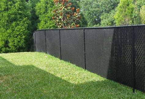 Black Chainlink Fence with Black Privacy Slats | Black chain link fence ...